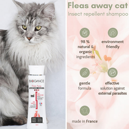 Biogance Fleas Away Anti-Parasite Cat Shampoo With Geraniol & Aloe Vera 250ml
