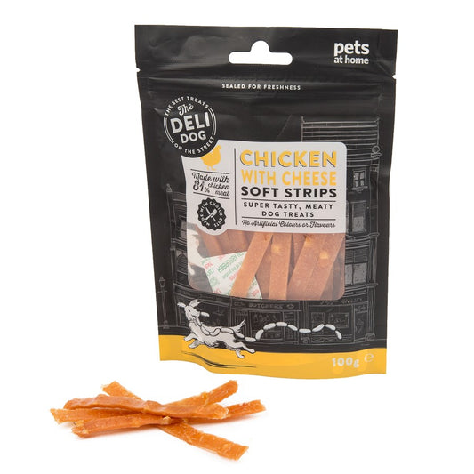 The Deli Dog Chicken with Cheese Strips Dog Treats 100g