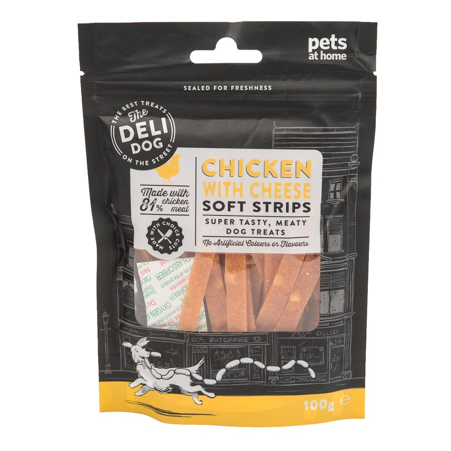The Deli Dog Chicken with Cheese Strips Dog Treats 100g
