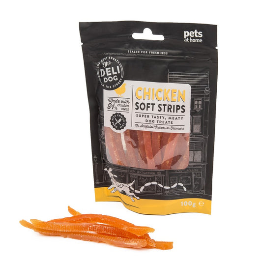 The Deli Dog Soft Chicken Strips Dog Treats 100g