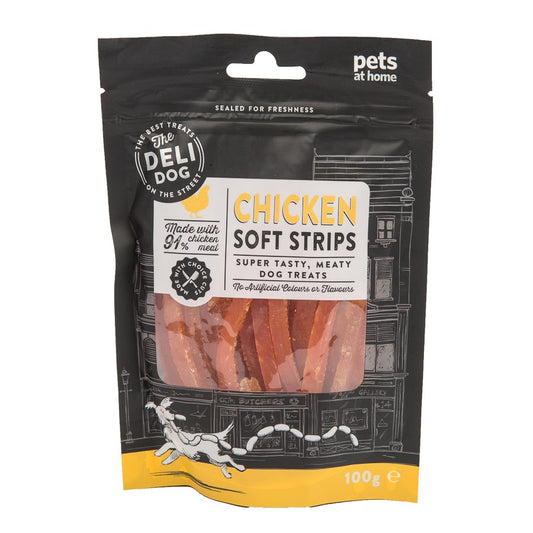 The Deli Dog Soft Chicken Strips Dog Treats 100g