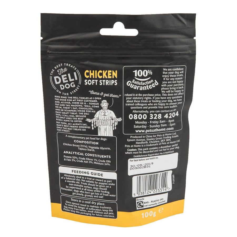 The Deli Dog Soft Chicken Strips Dog Treats 100g