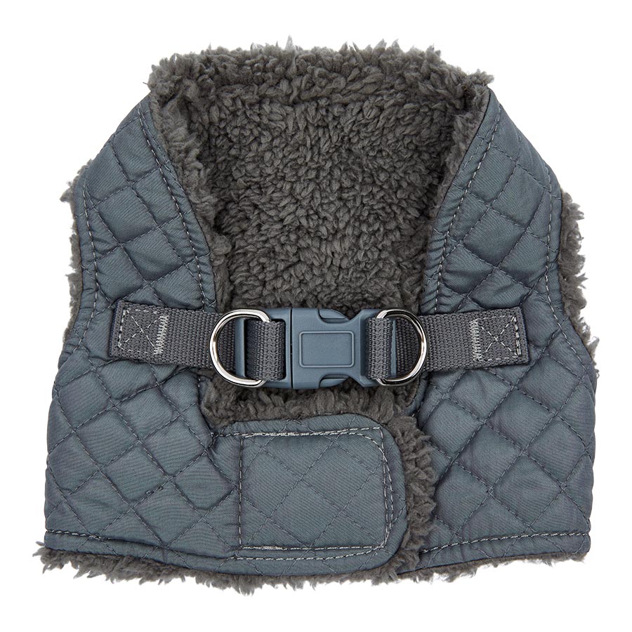 Pets at Home Quilted Shearling Dog Harness Grey Small