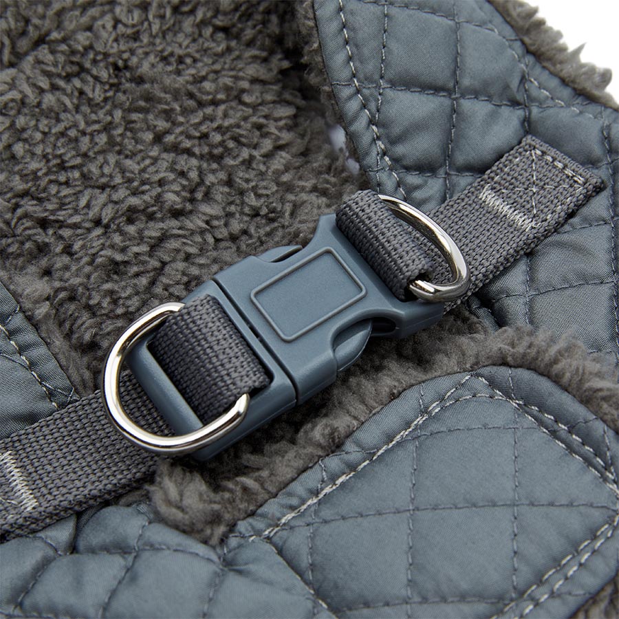 Pets at Home Quilted Shearling Dog Harness Grey Small
