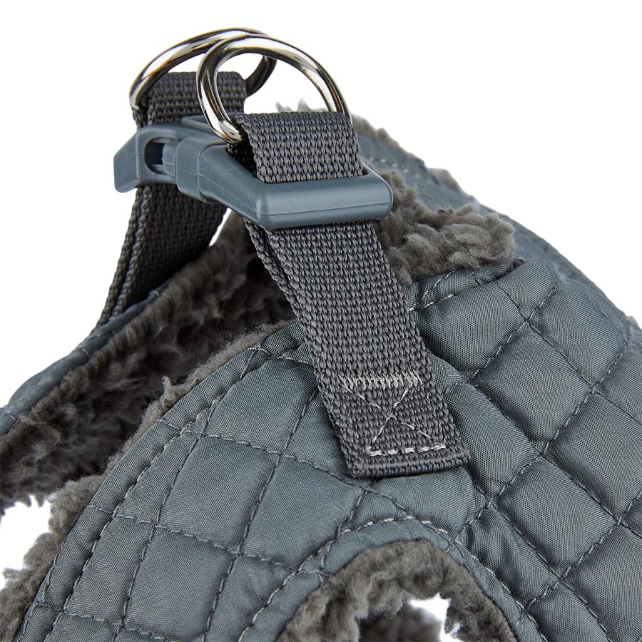 Pets at Home Quilted Shearling Dog Harness Grey Small