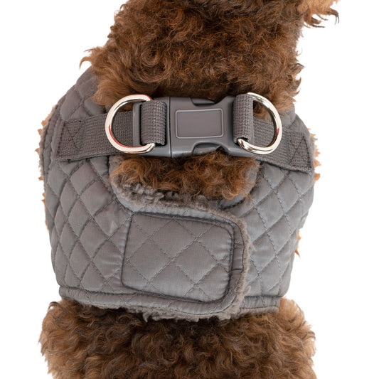Pets at Home Quilted Shearling Dog Harness Grey Medium