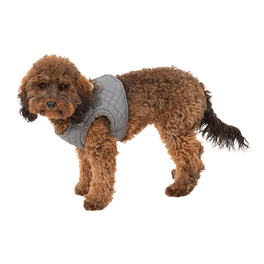 Pets at Home Quilted Shearling Dog Harness Grey Medium
