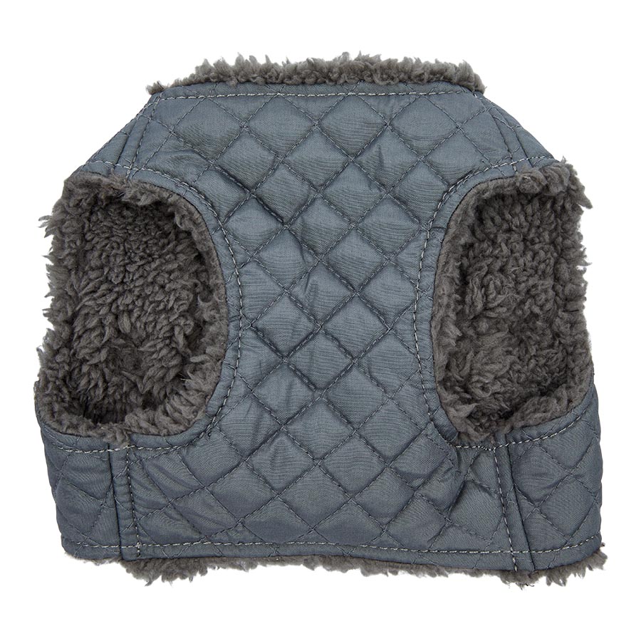 Pets at Home Quilted Shearling Dog Harness Grey Medium
