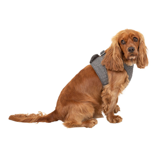 Pets at Home Quilted Shearling Dog Harness Grey Large