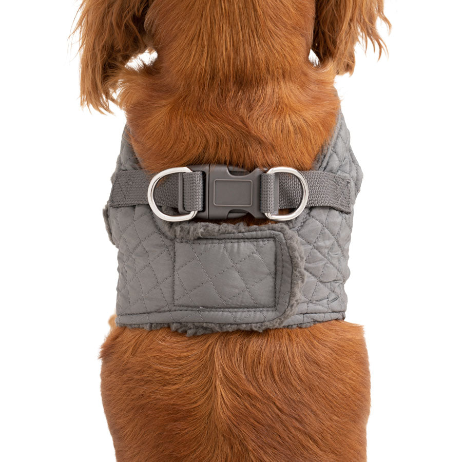 Pets at Home Quilted Shearling Dog Harness Grey Large