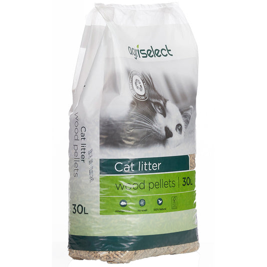 Agriselect Wood Pellet Recycled Non-Clumping Wood Cat Litter 30 Litre
