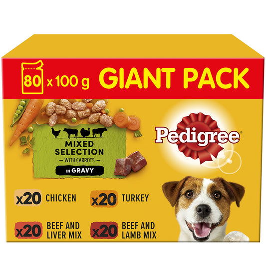 Pedigree Wet Adult Dog Food Mixed In Gravy Giant 80x100g
