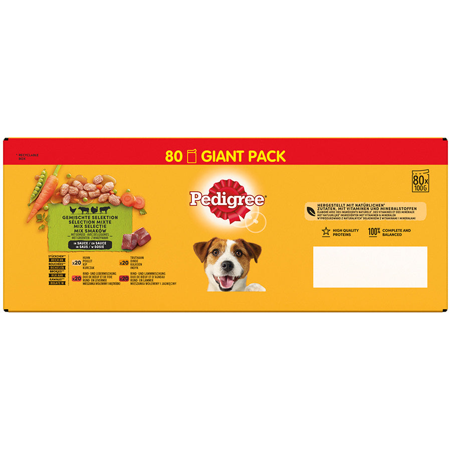 Pedigree Wet Adult Dog Food Mixed In Gravy Giant 80x100g
