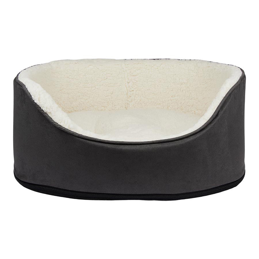 Pets at Home Teddy Oval Dog Bed Dark Grey