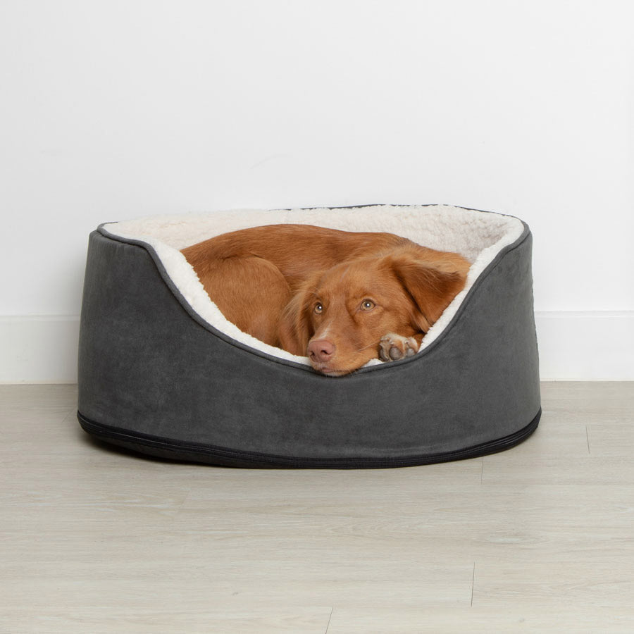 Pets at Home Teddy Oval Dog Bed Dark Grey
