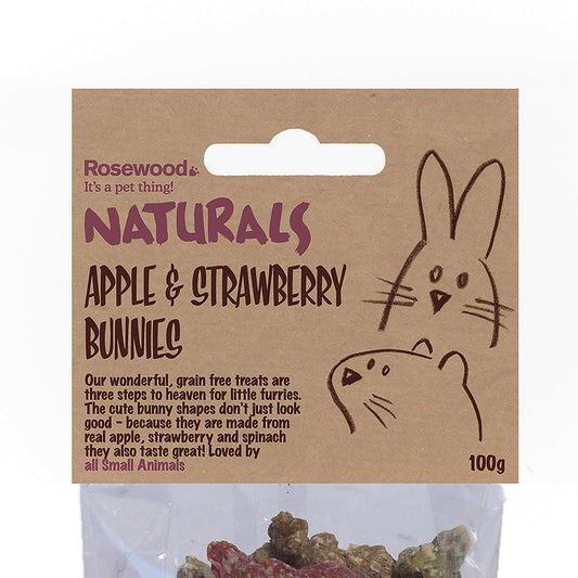 Rosewood Naturals Apple & Strawberry Bunnies Small Animal Treats 100g