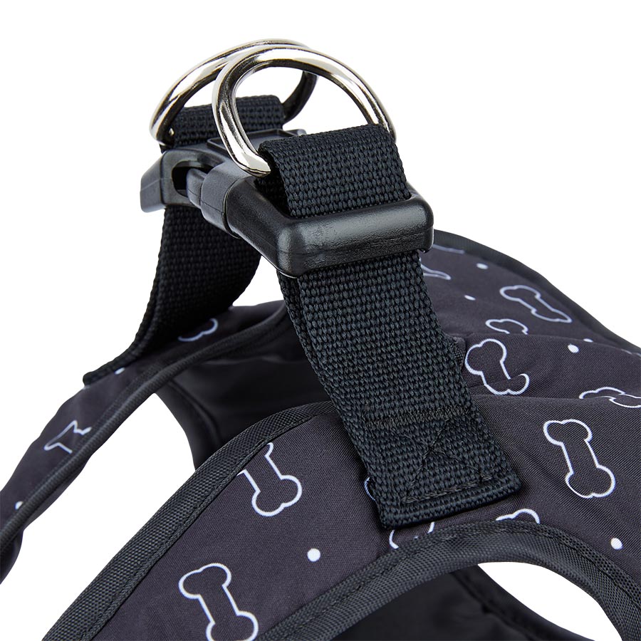 Pets at Home Bone Print Dog Harness Black