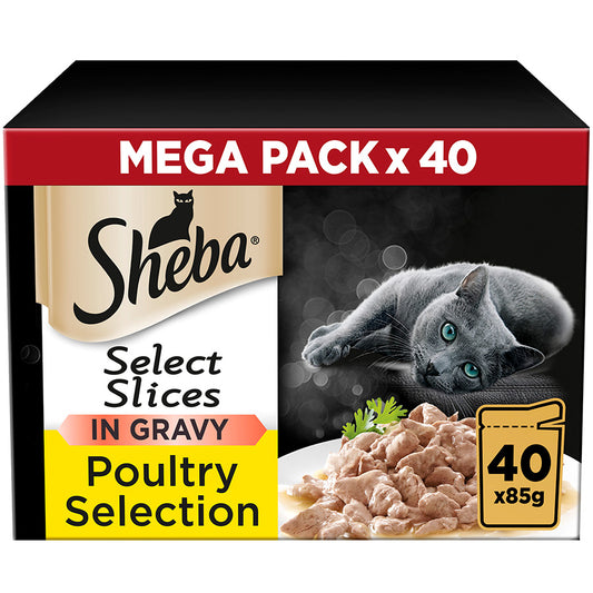 Sheba Select Slices Adult Wet Cat Food Poultry In Gravy 40x85g