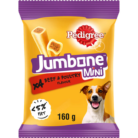 Pedigree Jumbone Mini Small Adult Dog Treats Beef & Poultry 4 Pack