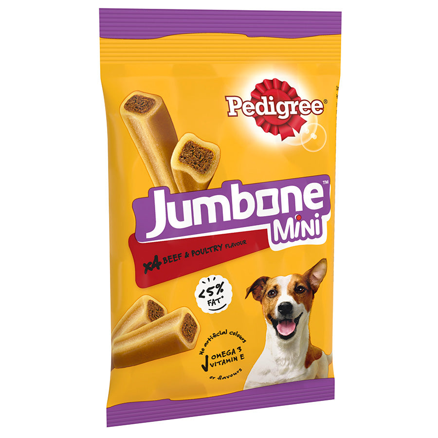 Pedigree Jumbone Mini Small Adult Dog Treats Beef & Poultry 4 Pack