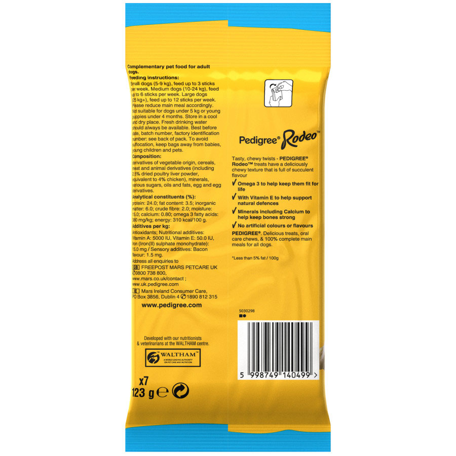 Pedigree Rodeo Duos Dog Treats Chicken & Bacon 123g