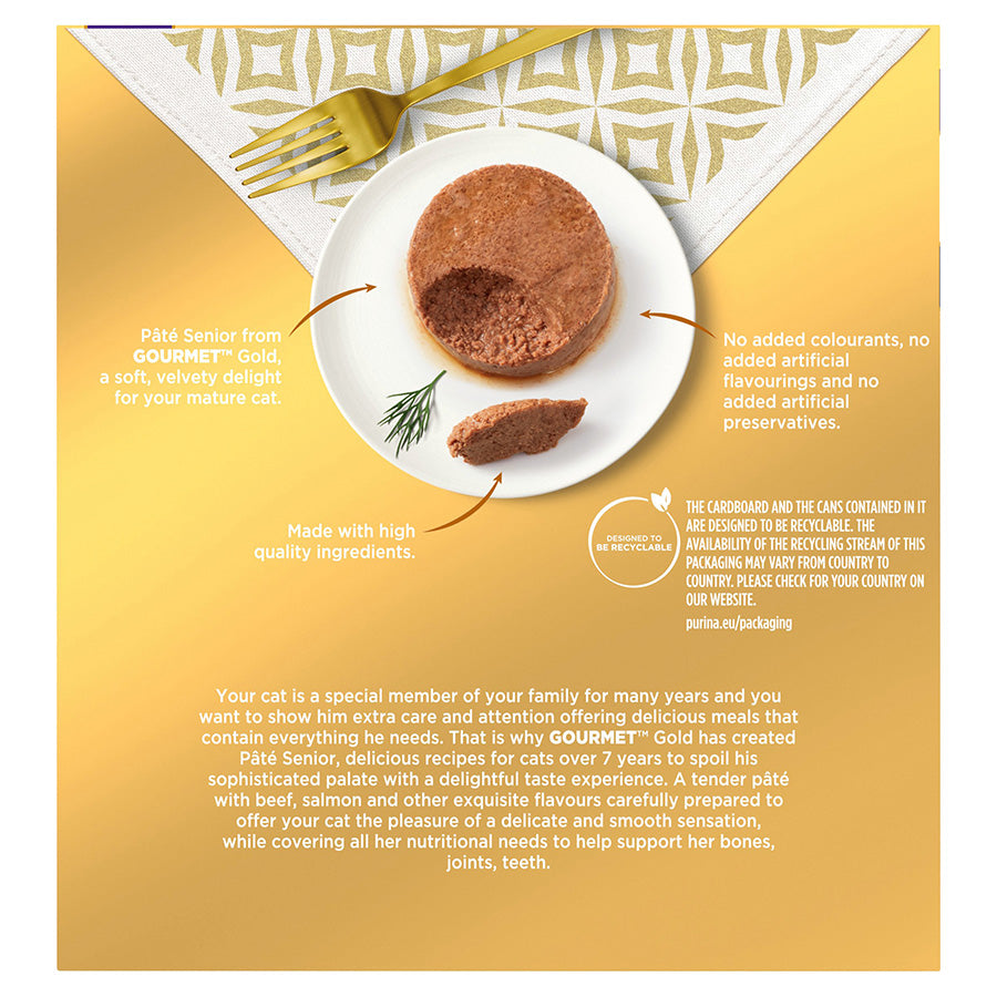 Gourmet Gold Mousse Senior Wet Cat Food with Salmon 8x85g