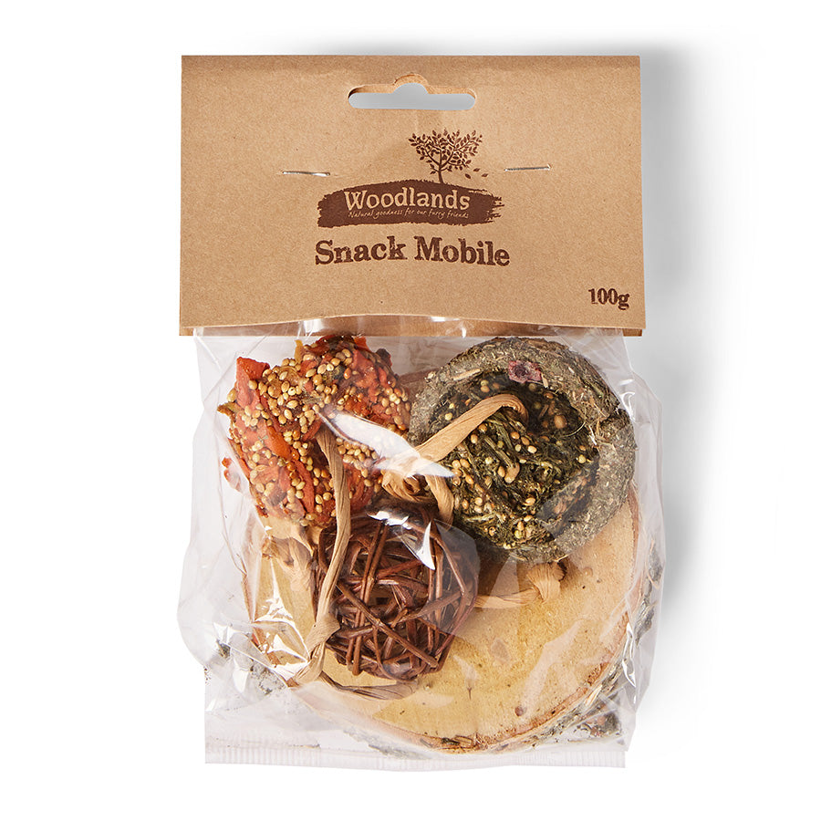 Woodlands Small Animal Snack Mobile Hanging Toy with Treats 100g