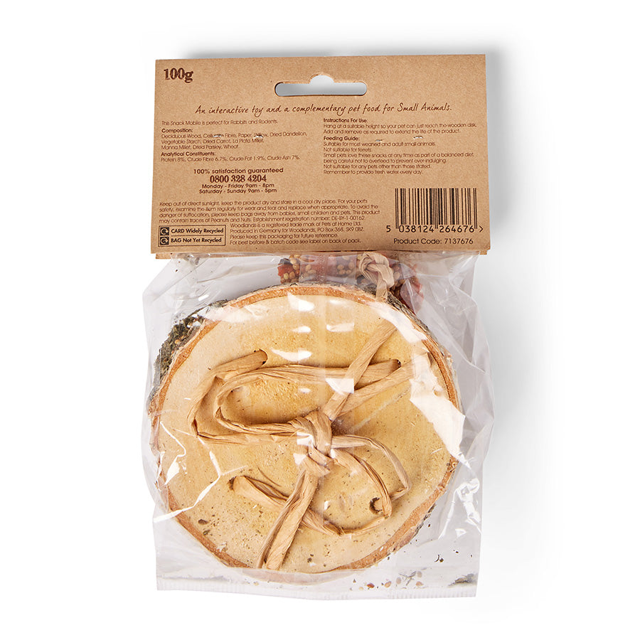 Woodlands Small Animal Snack Mobile Hanging Toy with Treats 100g