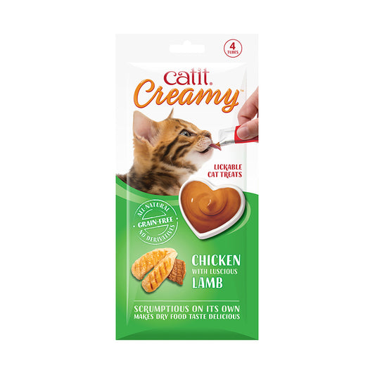 Catit Creamy Lickable Cat Treats Chicken & Lamb 4x10g