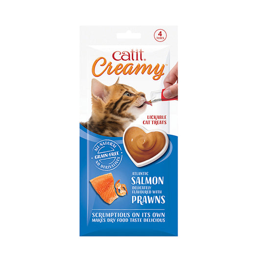 Catit Creamy Lickable Cat Treats Salmon & Prawn 4x10g