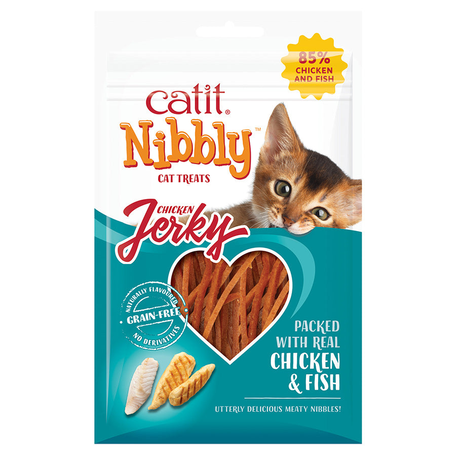 Catit Nibbly Jerky Cat Treats Chicken & Fish 30g