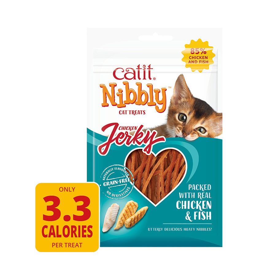 Catit Nibbly Jerky Cat Treats Chicken & Fish 30g
