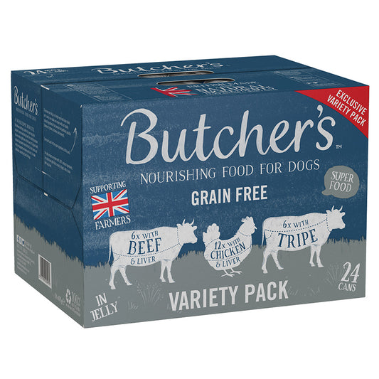 Butcher's Grain Free Adult Wet Dog Food Mixed Variety 24x400g