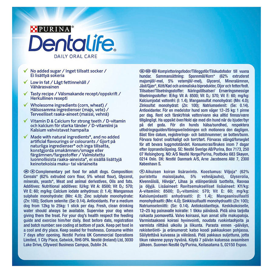 Dentalife Medium Breed Adult Dog Dental Chew Sticks Chicken 42 Pack