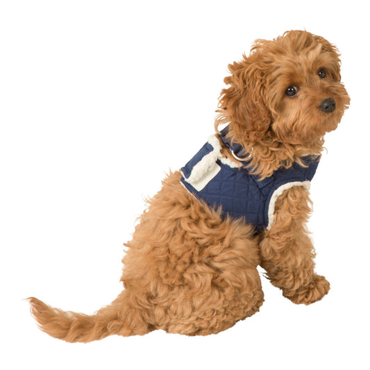 Pets at Home Quilted Shearling Dog Harness Blue