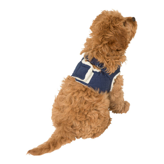 Pets at Home Quilted Shearling Dog Harness Blue