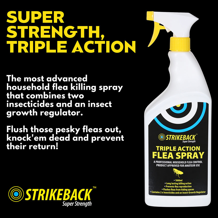 Strikeback Super Strength Triple Action Household Flea Spray 1L