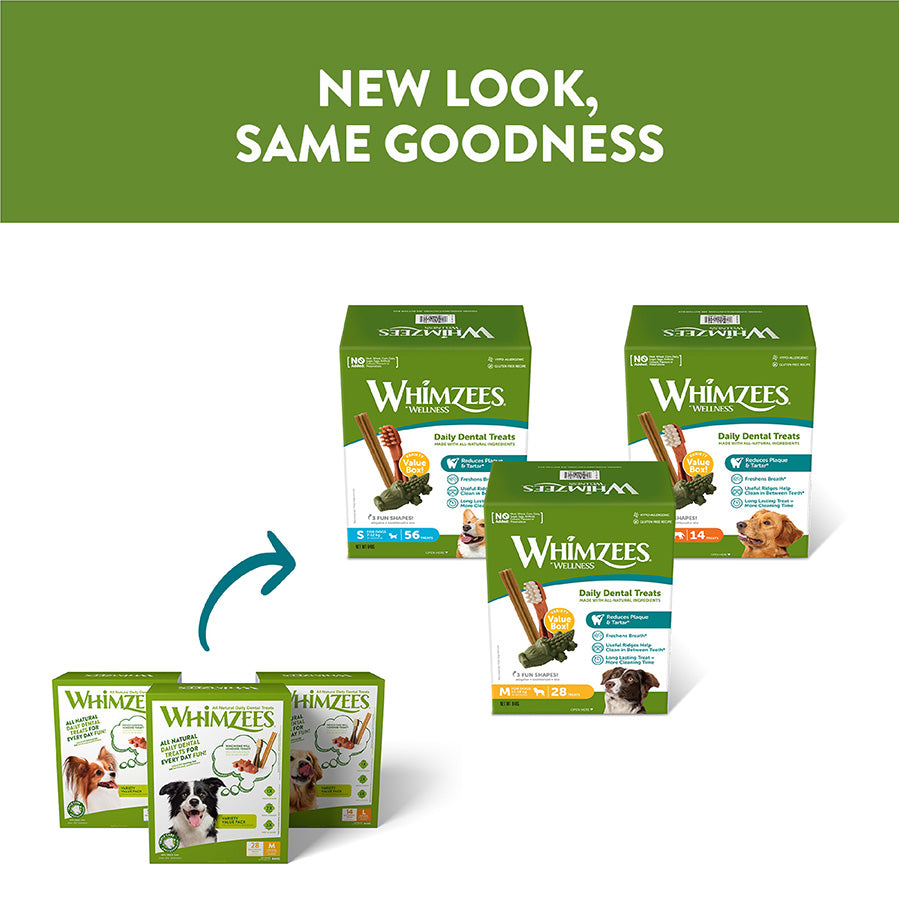 Whimzees Small Dogs Daily Dental Variety Box 56 Pack 840g