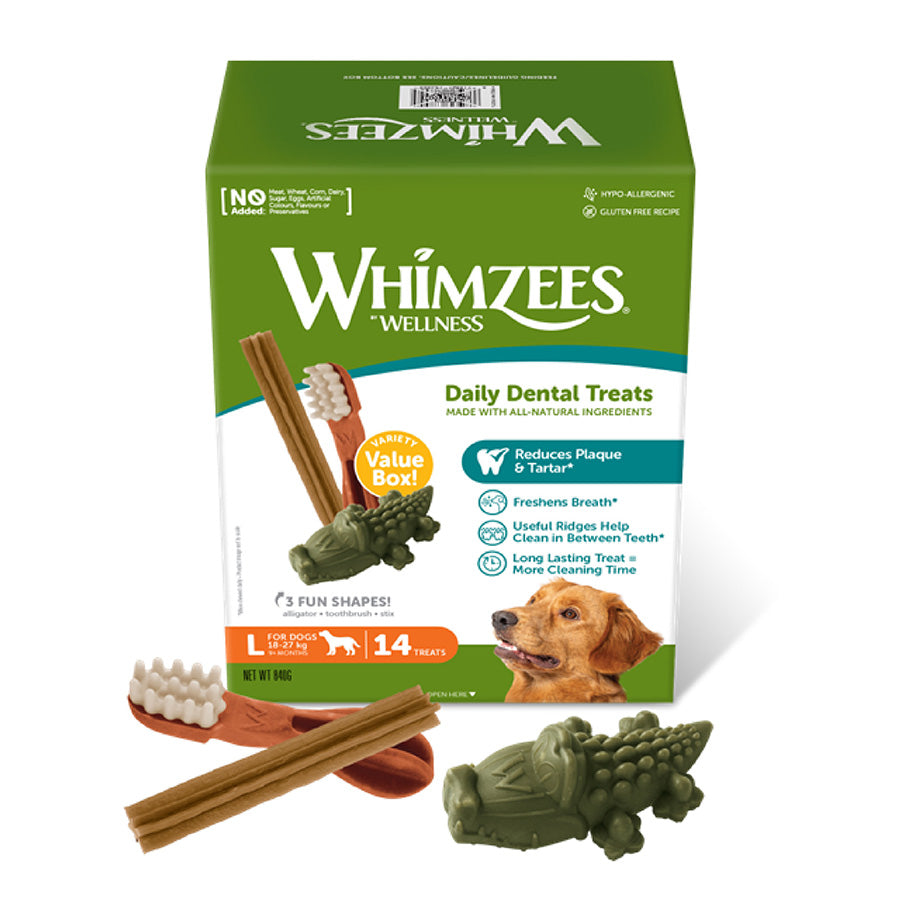 Whimzees Daily Dental Variety Box Large Dogs 14 Pack 840g