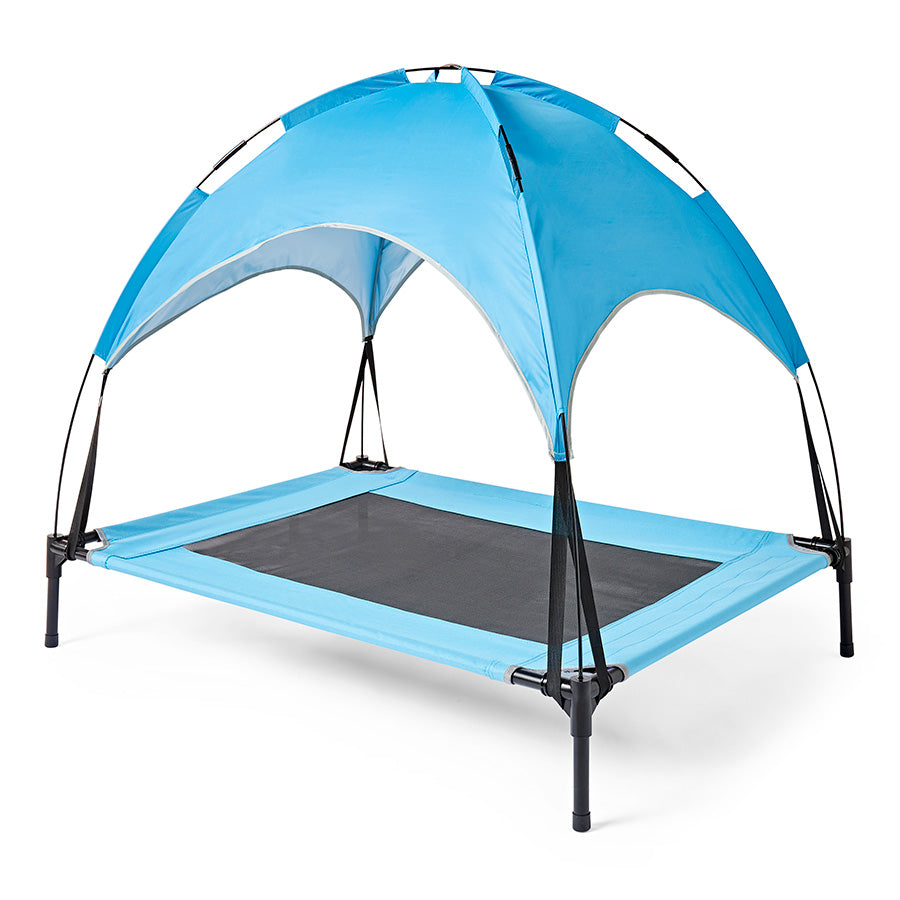 Sunny Daze Raised Air Dog Bed with UV Canopy Blue