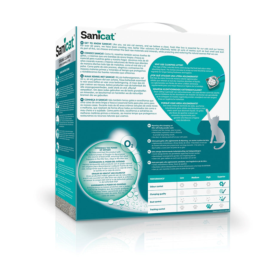 Sanicat Strong Clumps Clumping Cat Litter with Baby Powder Scent 10 Litre