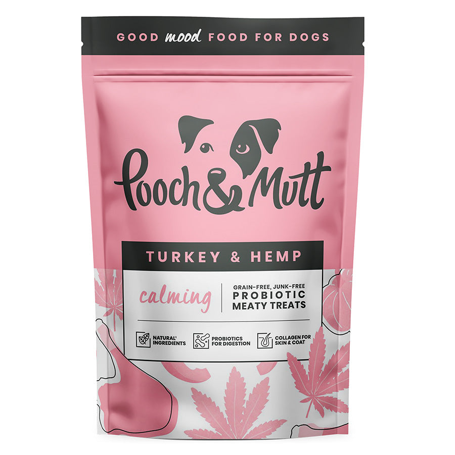 Pooch and Mutt Calming Meaty Dog Treats with Turkey and Hemp 120g