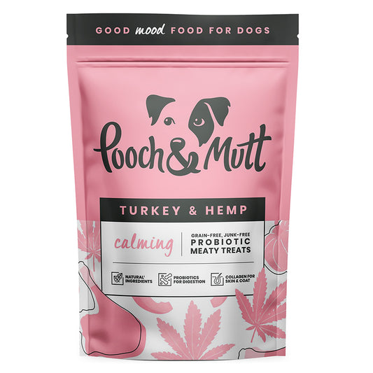 Pooch and Mutt Calming Meaty Dog Treats with Turkey and Hemp 120g