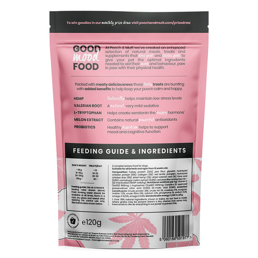 Pooch and Mutt Calming Meaty Dog Treats with Turkey and Hemp 120g