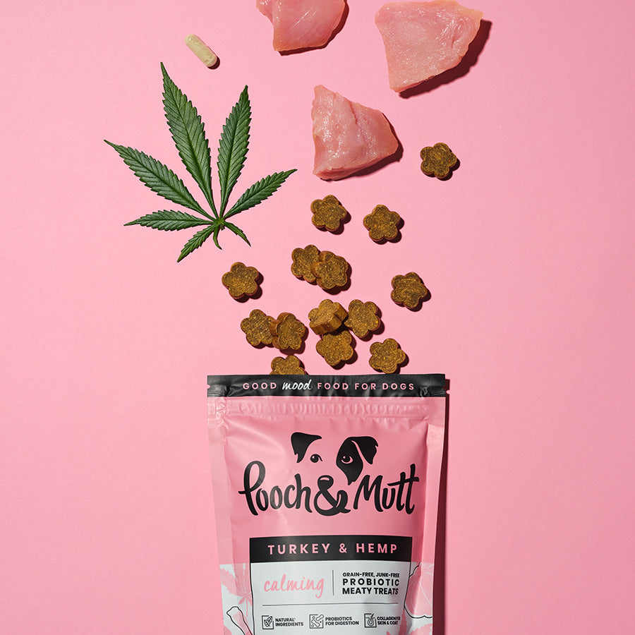 Pooch and Mutt Calming Meaty Dog Treats with Turkey and Hemp 120g