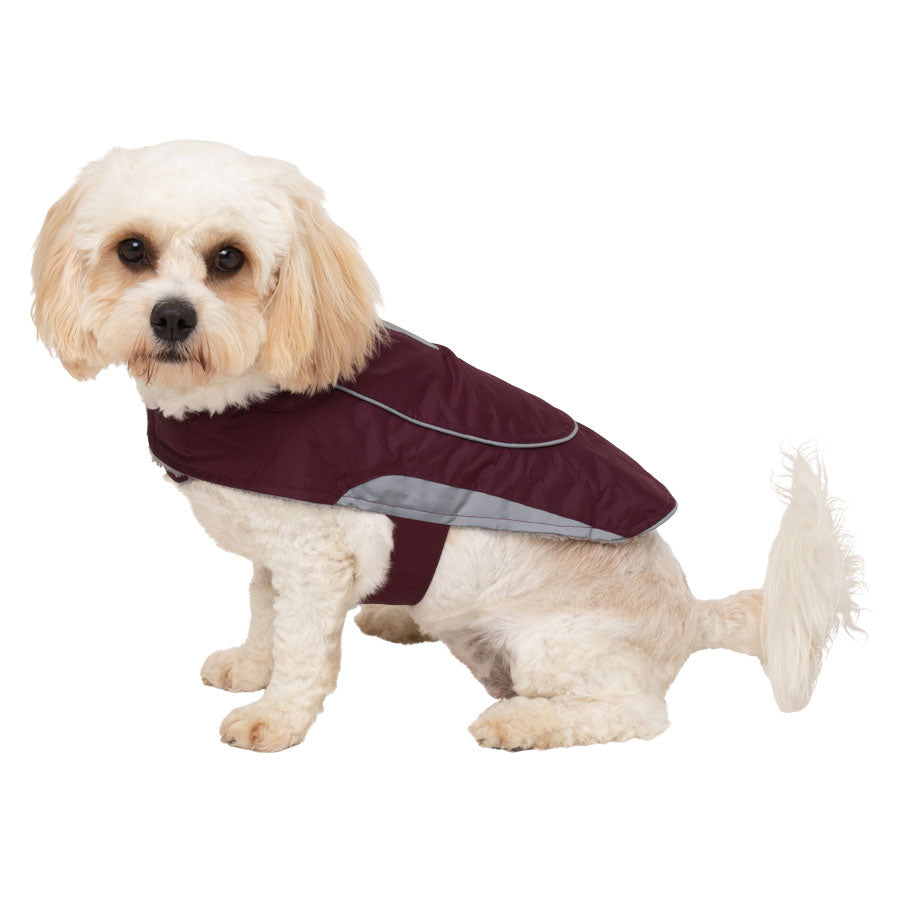 Pets at Home Ripstop Reflective Dog Coat Wine
