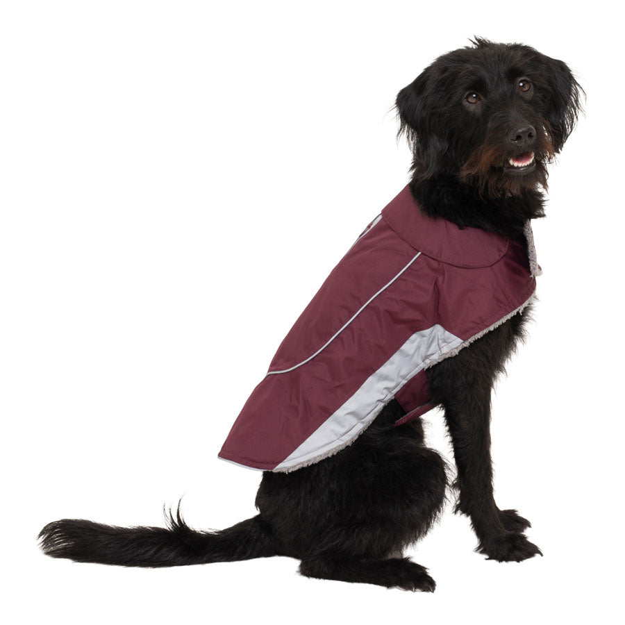 Pets at Home Ripstop Reflective Dog Coat Wine