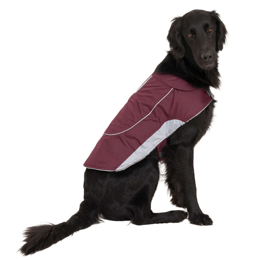 Pets at Home Ripstop Reflective Dog Coat Wine