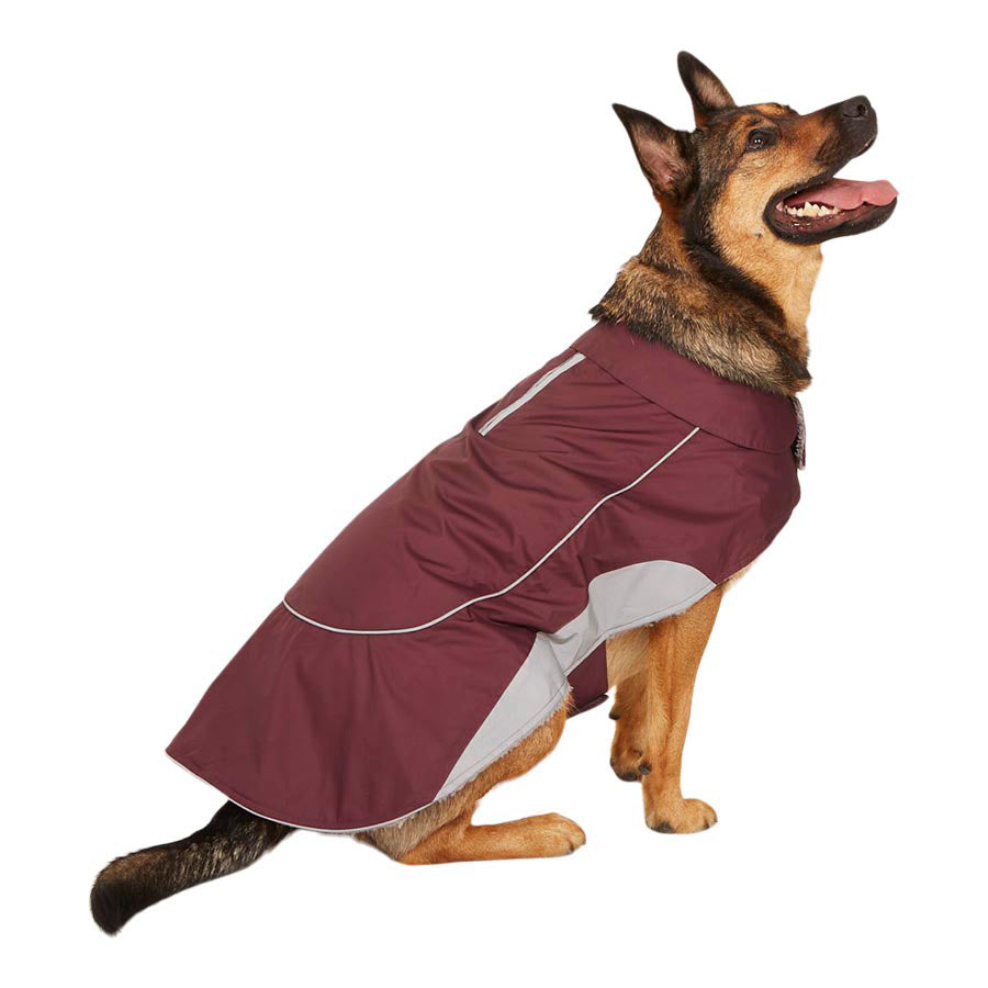 Pets at Home Ripstop Reflective Dog Coat Wine