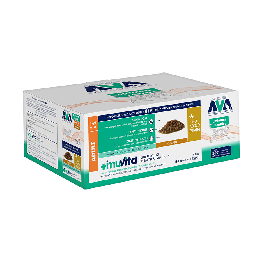 AVA Optimum Health Wet Adult Cat Food Chicken In Gravy 80x85g